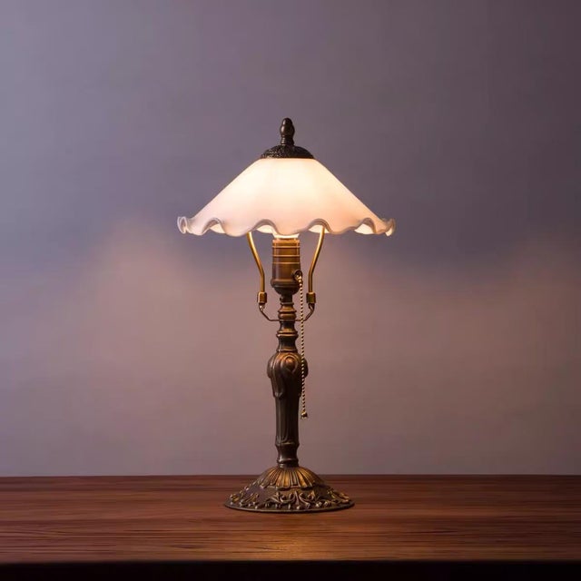 Soft Shade Retro Copper Lamp For Sale - Image 4 of 5