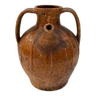 Antique French Terracotta Walnut Oil Pot For Sale