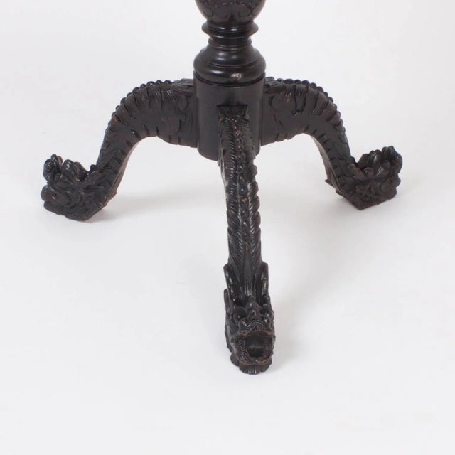 Antique Chinese Carved Rosewood Table or Candle Stand For Sale In West Palm - Image 6 of 8