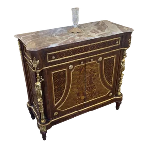 1990s French Louis XVI Style Marble Topped Copper Commode