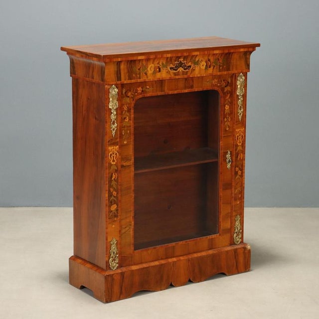 Antique Display Cabinet in Walnut and Inlays Bronze, England For Sale - Image 13 of 13