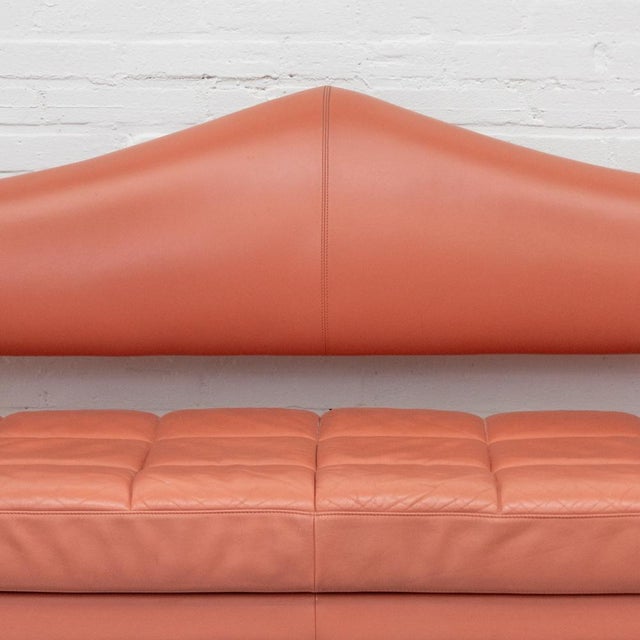 Two-seater sofa “Hydra Sirius” in rose-grain leather, designed by Luca Scacchetti for Poltrona Frau (Italy) in 1992. The...