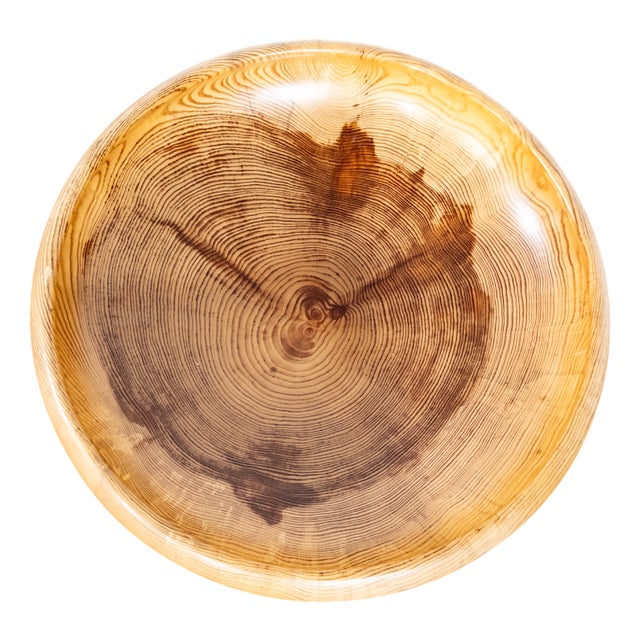Sculptural Turned Pine Bowl by Oscar Johansson, Sweden, 1940s For Sale