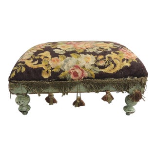 Vintage Small Tapestry Footstool For Sale