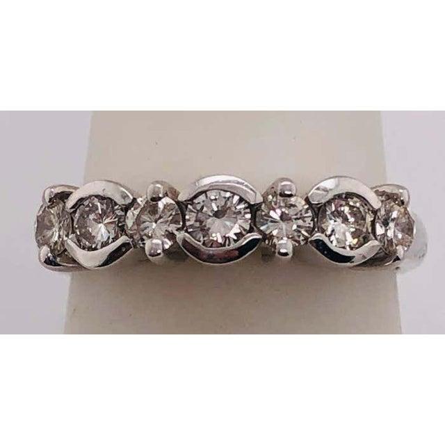 Modern 14 Karat White Gold Diamond Band Anniversary Bridal Ring 0.75 TDW, Size 5.75 For Sale - Image 3 of 9