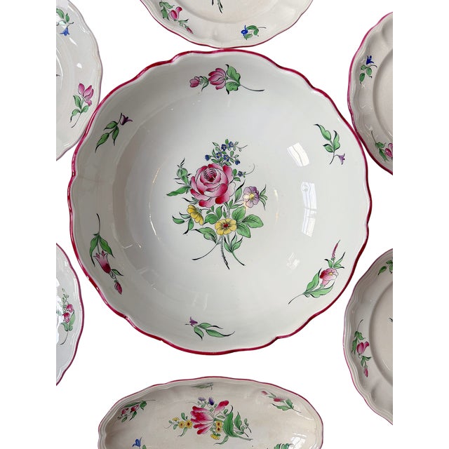 Antique French Faience "Old Strasbourg" Luneville Dinnerware - Set of 7 For Sale - Image 10 of 13