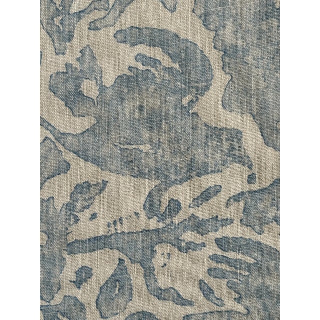 2020s Rose Cumming Antelope & Flower Linen Fabric in Blue 2 5/8 Yards For Sale - Image 5 of 6