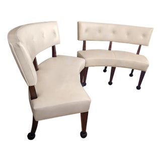 Bernhardt Beautiful Vintage Hard to Find Chic Two Curved Dining Benches For Sale