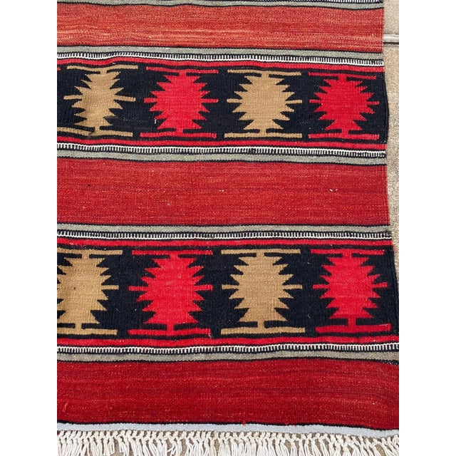 Turkish Tribal Vintage Evil Eye Pattern Boho Kilim Rug For Sale - Image 4 of 9
