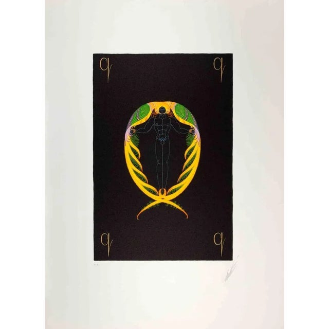 Erté, Letter Q, 1970s, Lithograph For Sale - Image 4 of 4