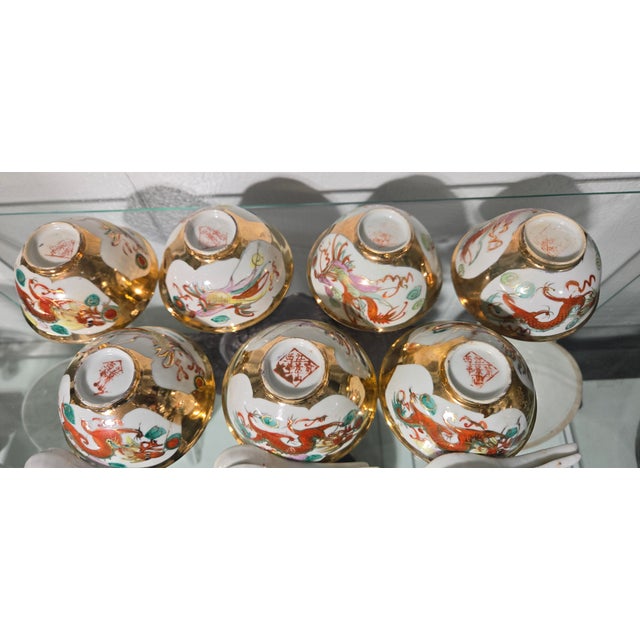 Jingdezhen Gold Gilt Dragon Phoenix Porcelain Set (14-Piece) – Mid-20th Century China For Sale - Image 13 of 13