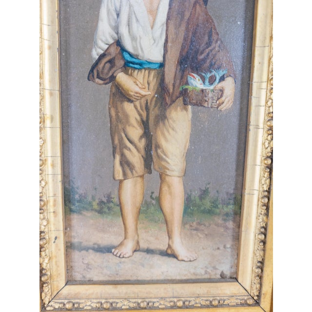 19th Century Italian Oil Painting on Wood Panel of a Young Merchant For Sale - Image 4 of 12