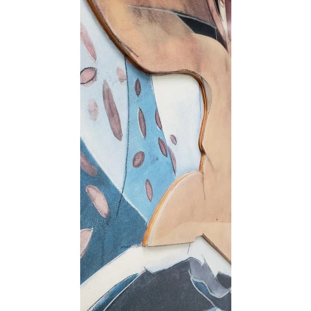 Vintage Cubist Mixed Media Reclining Nude C.1980s For Sale In San Francisco - Image 6 of 9