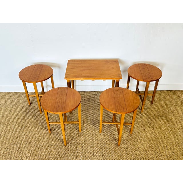 Brown Vintage Scandinavian Nesting Tables, 1960, Set of 5 For Sale - Image 8 of 13