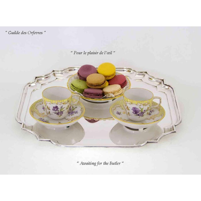 Metal 1970’s Vintage/New Silverplate Square Salver, Chippendale Shaped Corners For Sale - Image 7 of 12