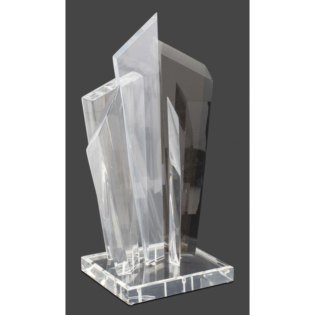 Hivo Van Teal (Cuban/American, XX-XXI) Geometric Lucite Sculpture, with one smoky Lucite element, signed "Van Teal" to the...