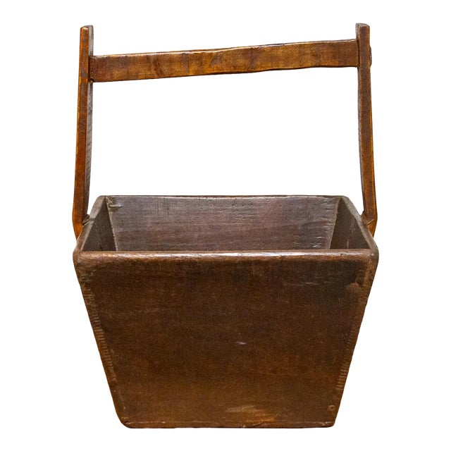 Rustic Chinese Wooden Basket For Sale