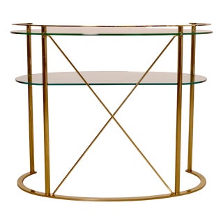 Vintage Italian Brass and Glass Console Table, 1970s For Sale