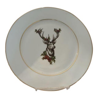 Reindeer With Holly Decorative Porcelain Platter For Sale