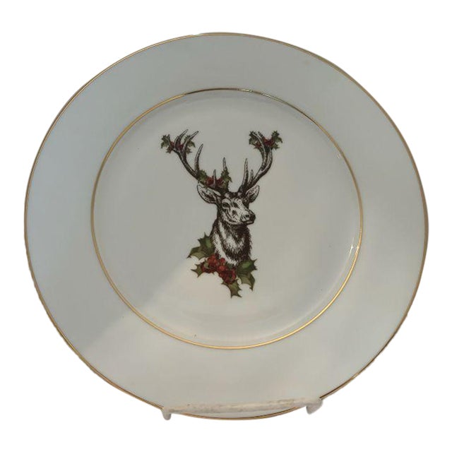 Reindeer With Holly Decorative Porcelain Platter For Sale