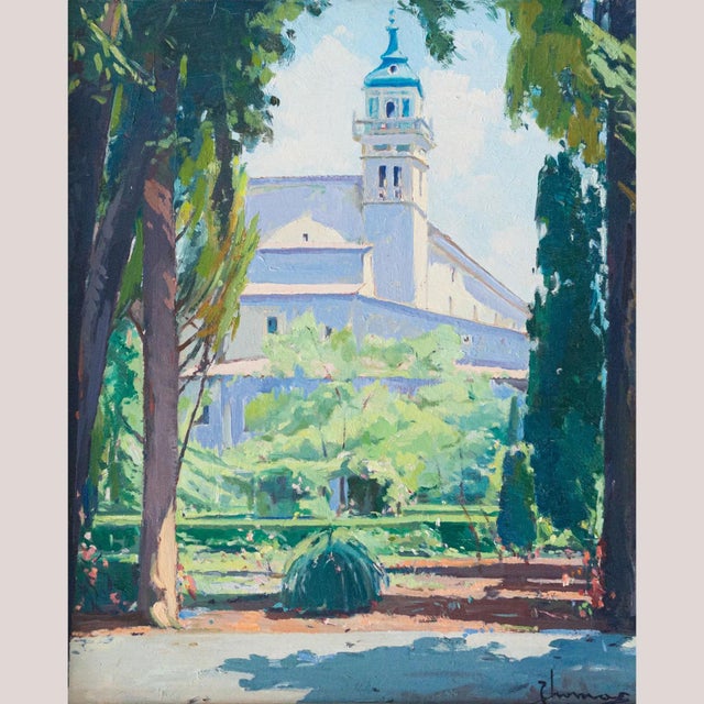 Positano and Valldemossa, Landscapes, 1990s, Oil on Canvas, Set of 2 For Sale - Image 8 of 14