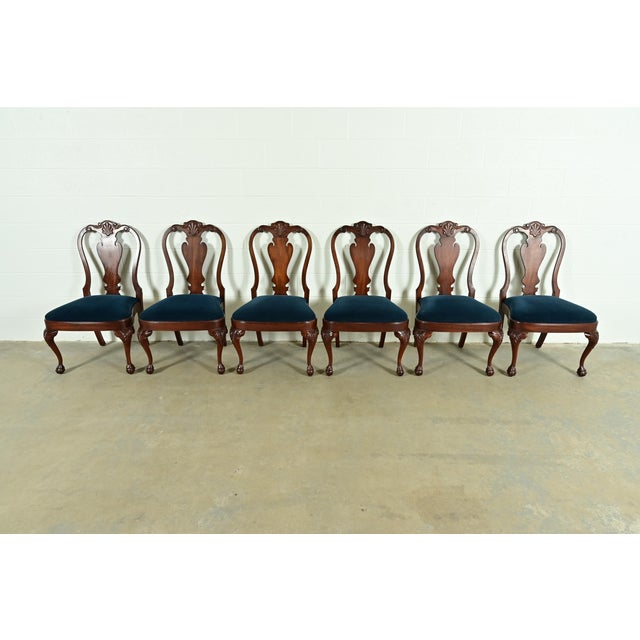 An outstanding set of six Chippendale or Georgian style dining chairs By Smith & Watson USA, Circa Mid-20th Century Carved...