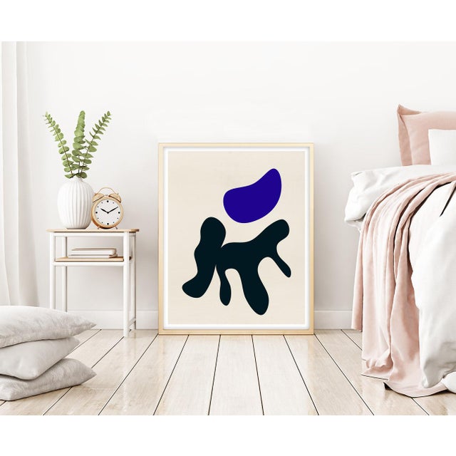 Modern Abstract With Biomorphic Shapes Blue and Black #2