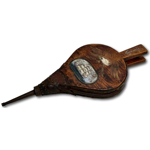 Unusual Antique American Rustic Hand Made & Hand Painted Decorated Shipboard Blacksmith Belllows - Circa Mid 1800s For Sale - Image 9 of 18