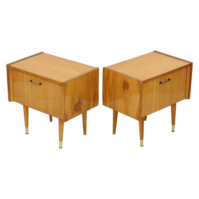 Vintage Rockabilly Nightstands in Light Wood, 1970s, Set of 2 For Sale - Image 6 of 18