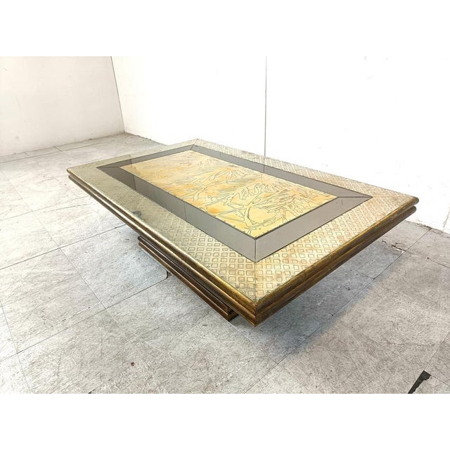Vintage Brass Coffee Table attributed to Rodolfo Dubarry, 1970s For Sale - Image 6 of 12