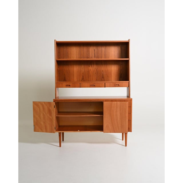 Vintage Scandinavian Teak Bookcase with Writing Desk, 1960s For Sale - Image 3 of 11