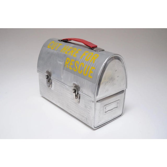 Mid-Century Modern Vintage Aluminum "Victory" Domed Miner's Pail / Survivor Lunchbox With Corked Thermos For Sale - Image 3 of 12