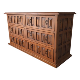 Large Scale Rustic Spanish Pine 6-Drawer Dresser For Sale