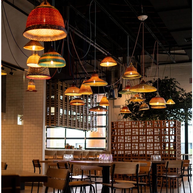 Contemporary Pet Lamp Esperanza 12 Handwoven Pendant Light | Sustainable Artisan Design For Sale - Image 3 of 8