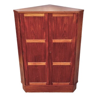 Mid Century Danish Modern Teak Corner Cabinet With Lock + Key | Vamo Sønderborg Møbelfabrik For Sale