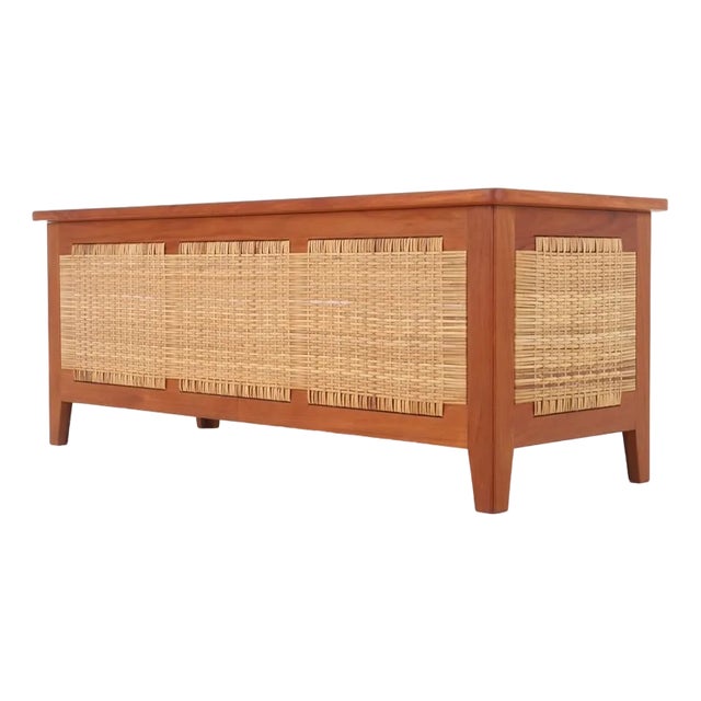 Danish PH 52 Teak and Rattan Chest by Kaj Winding for Poul Hundevad, 1960s For Sale