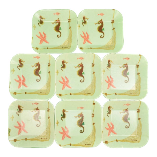 Set of 8 Cape Cod Seahorse Stacking Fiberglass Dishes,1960s For Sale