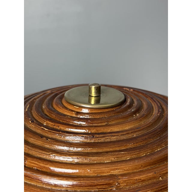 Brown Mid-Century Italian Pencil Reed Rattan Bamboo and Brass Table Lamp, 1960s For Sale - Image 8 of 18
