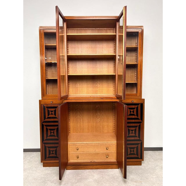 1930s Cubist Bookcase with Marquetry, 1930 For Sale - Image 5 of 16