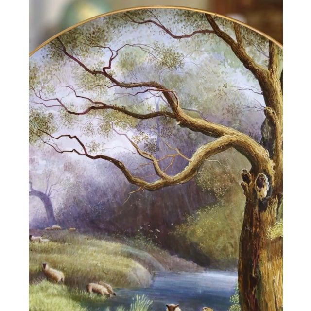Late 19th Century 19th Century Hand Painted Porcelain Wall Platter With Sheep Signed Olivier For Sale - Image 5 of 10