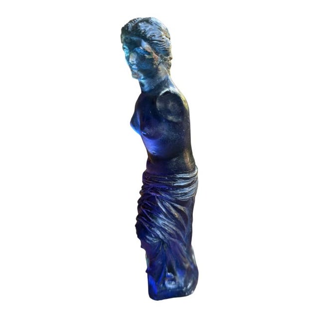 Vintage Resin Acrylic Lucite Venus De Milo Female Cobalt Blue Sculpture For Sale - Image 4 of 5