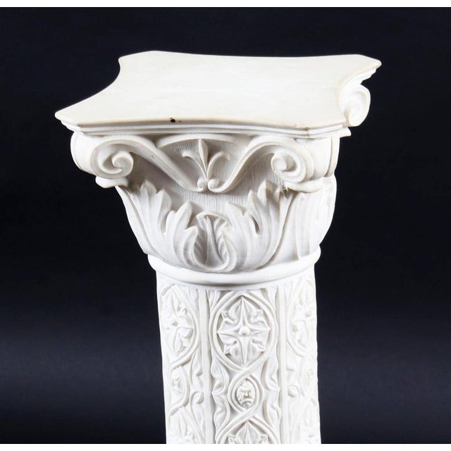 Stone 20th Century Composition Marble Bust of Apollo on Pedestal, Set of 2 For Sale - Image 7 of 15