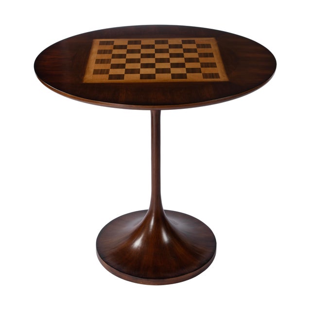 Wood Francis 32 in. W Round Pedestal Base Game Table, Antique Cherry For Sale - Image 7 of 7