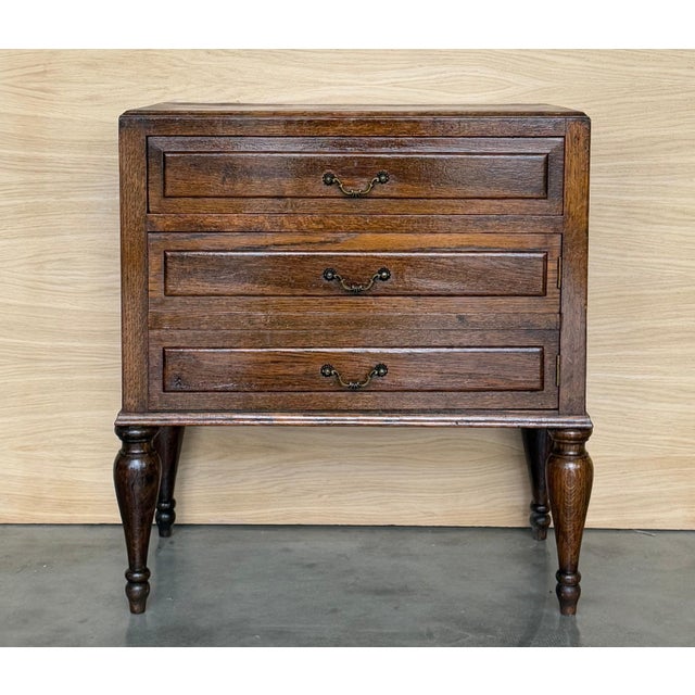 Mid-Century French Walnut Side Table with One Drawer and Hidden Door, 1950s For Sale - Image 17 of 18