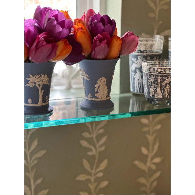 Blue 1960s Wedgwood Blue and White Jasperware Vase For Sale - Image 8 of 10