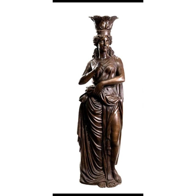 Neapolitan Artist, Large Greek Style Caryatids, 1980s, Bronze, Set of 2 For Sale - Image 4 of 6