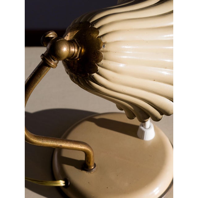 Vintage Brass Table Lamps with Enameled Corolla Lampshades, 1950s, Set of 2 For Sale - Image 13 of 15