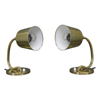Adjustable Brass Table Lamps, Czechoslovakia, 1930s, Set of 2 For Sale