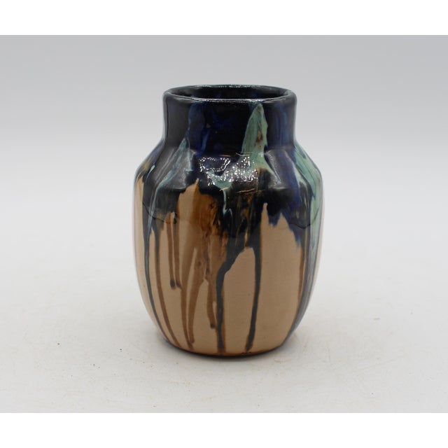 American Post-1921 Marked American Small Zane Pottery Drip Glazed Vase For Sale - Image 3 of 6