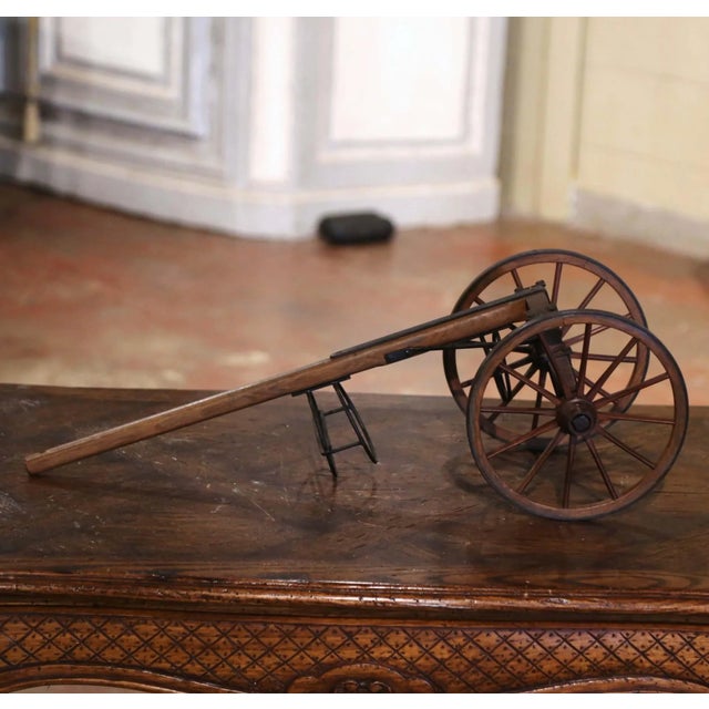 Wood Early 20th Century French Oak and Iron Wine Bottle Carrier Trolley For Sale - Image 7 of 9